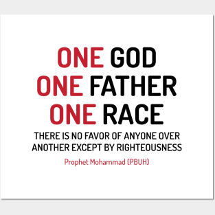 One God, One Father, One Race Equality Anti Racism Inspirational Quote Design - blk Posters and Art